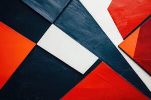 A close up of a red, white and blue abstract wall photo