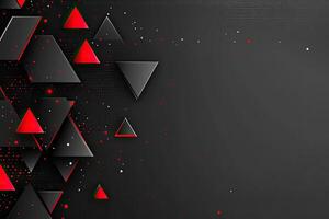 Abstract red and black triangles on a black background photo
