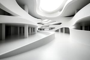 A white building with curved walls and a curved ceiling photo