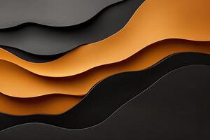 A black and orange abstract background with waves photo