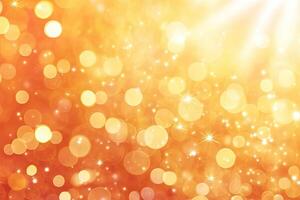 Golden bokeh background with bright lights photo