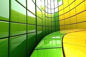 A green and yellow wall photo