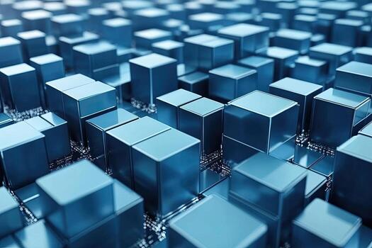 A large group of blue cubes in a computer photo