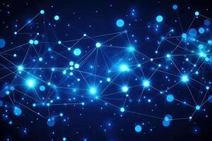 Abstract blue network with dots and lines photo
