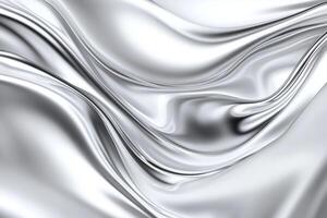 Silver fabric background with waves photo