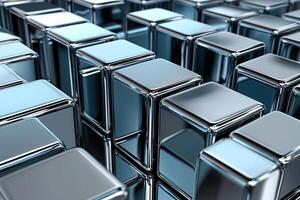A large number of silver bars stacked together photo