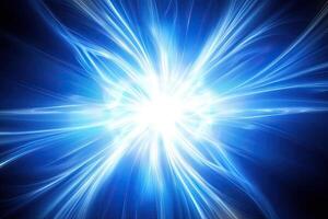Blue light burst on black background photo