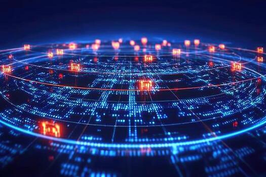 un circular digital red con muchos diferente símbolos foto