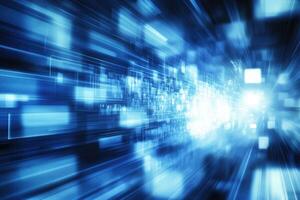 Abstract blue light and digital technology background photo