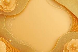 Golden background with flowers and gold paper photo