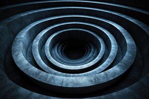 Abstract blue concrete spiral, abstract background, 3d rendering photo