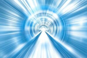 Abstract blue tunnel with light rays photo