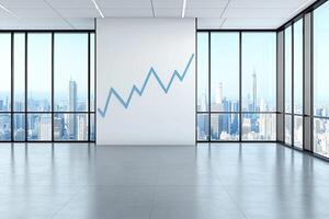 An empty room with a graph on the wall photo