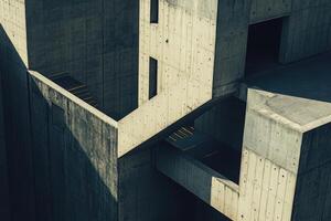 A concrete building with stairs and a ladder photo