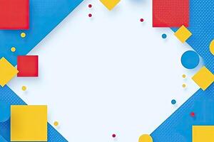 Colorful geometric shapes on a blue background photo