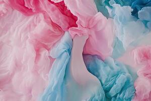 A pink and blue fabric is shown in the air photo