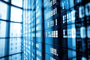 A close up of a large display of numbers photo