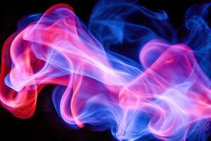 A blue and red smoke swirl on a black background photo
