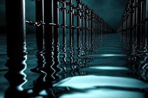 A long line of metal bars in the water photo