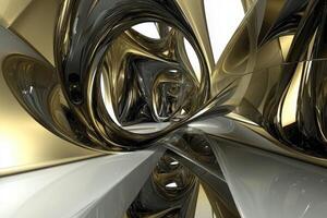 Abstract 3d rendering of a gold and silver swirl photo