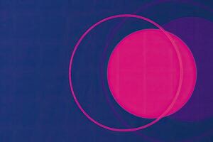 A blue and pink circle with a pink dot in the center photo