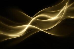 Golden waves on black background photo