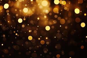 Golden bokeh background with lights photo