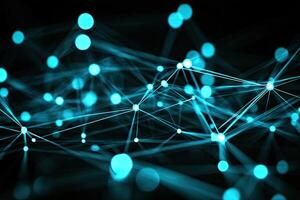 A network of connected dots on a black background photo