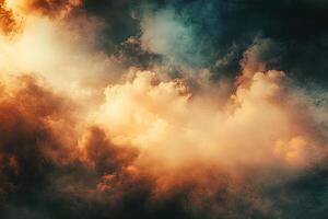 Clouds in the sky with orange and blue colors photo