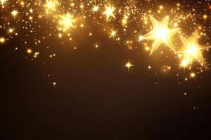 Golden stars on black background photo