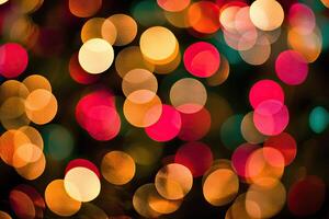 A blurry image of a christmas tree with lights photo