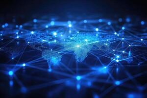The world map is connected to the internet and connected networks photo