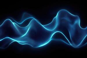 Blue waves on a black background photo