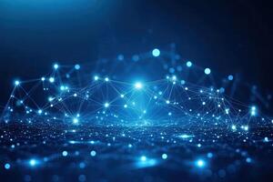 A network of dots and lines on a dark background photo