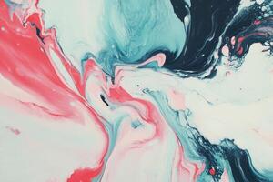 A painting of a pink, blue and white liquid photo