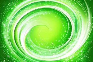 Green swirl background with stars and sparkles photo