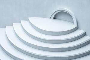 A white staircase with a circular hole in the middle photo