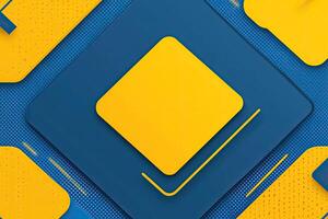 A blue and yellow background with a square shape photo