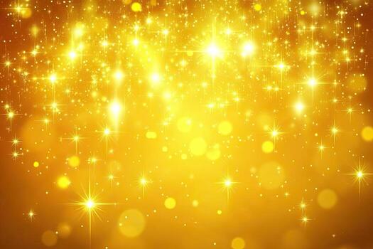 Golden sparkles background with stars photo