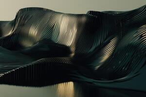A black and gold abstract sculpture on a white surface photo