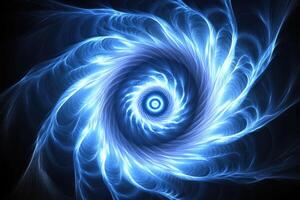 Blue spiral on black background photo