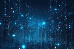 A futuristic city with many lights and dots photo