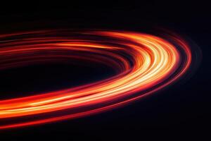A circular light trail in the dark photo