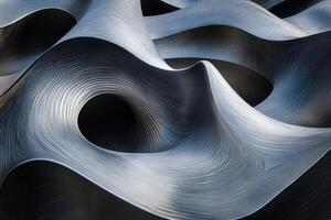 An abstract sculpture made of metal photo