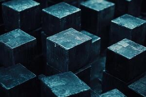 A group of black metal cubes photo