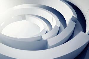 A white circular room with a circular staircase photo