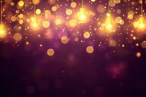 Golden lights on a purple background photo