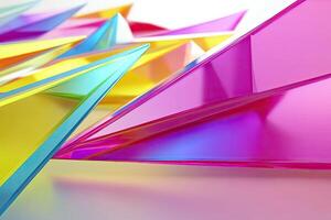 3d rendering of colorful triangles photo