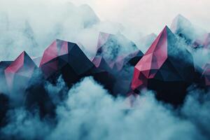 A group of red and black triangles in the clouds photo