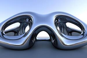 A 3d rendering of a pair of metal eyes photo